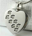 Paw Print Across Heart Necklace - Pet Urn in Moore OK at Heavenly Pets Oklahoma